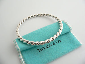Tiffany & Co Silver Twist Twirl Bangle Bracelet Stackable Gift Pouch Love T Co