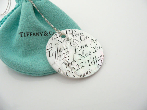 Tiffany & Co Silver Mother Pearl Necklace Notes Charm 20 In Chain Gift Pouch Art