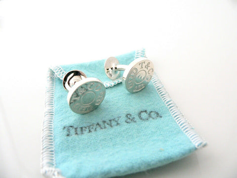 Tiffany & Co 1837 Cufflinks Cuff Links Silver Pouch Man Husband Gift Classic