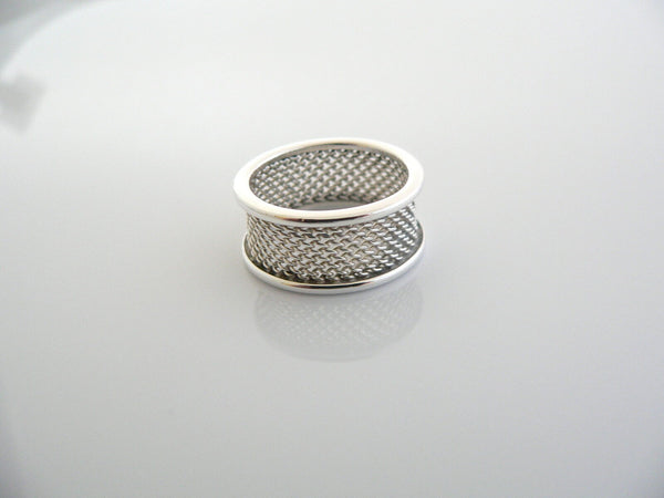 Tiffany & Co Silver Mesh Ring Band Sz 7.25 Rare Gift Love Cool