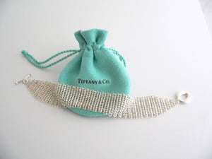 Tiffany & Co Silver Peretti Sevillana Circle Mesh Bracelet Bangle Gift Pouch