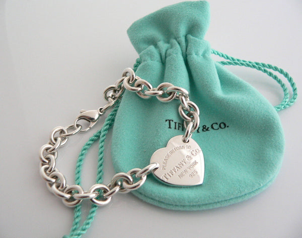Tiffany & Co Silver Return to Tiffany & Co Heart Tag Bracelet Bangle Pouch Love Gift