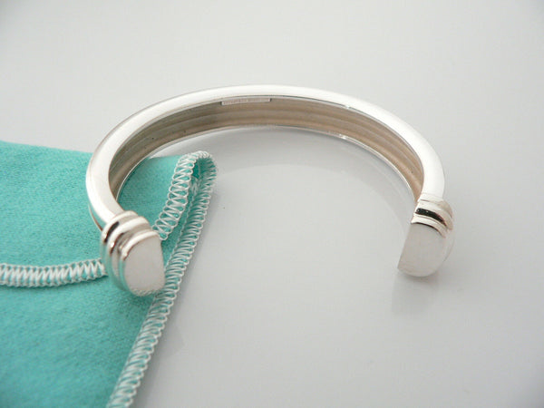Tiffany & Co Silver Atlas Cuff Groove Stripe Bracelet Bangle Gift Pouch Love Art