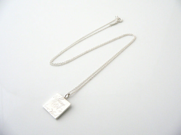 Tiffany & Co Notes Necklace Square Pendant Charm 18 Inch Chain Love Gift Classic