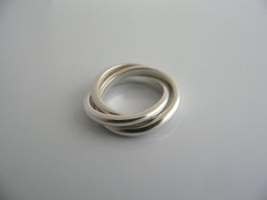 Tiffany & Co Silver Triple Rolling Interlocking Ring Band Sz 5 Gift Love