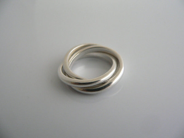 Tiffany & Co Silver Triple Rolling Interlocking Ring Band Sz 5 Gift Love