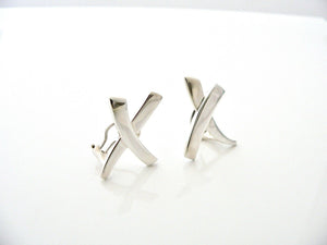 Tiffany & Co Picasso Kiss Earrings X Clip Omega Backs Silver Love Gift Classic