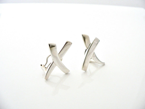 Tiffany & Co Picasso Kiss Earrings X Clip Omega Backs Silver Love Gift Classic