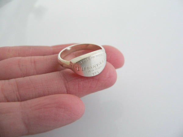 Tiffany & Co Return to Tiffany Silver Oval Tag Ring Band Sz 6.75 Rare Gift Love