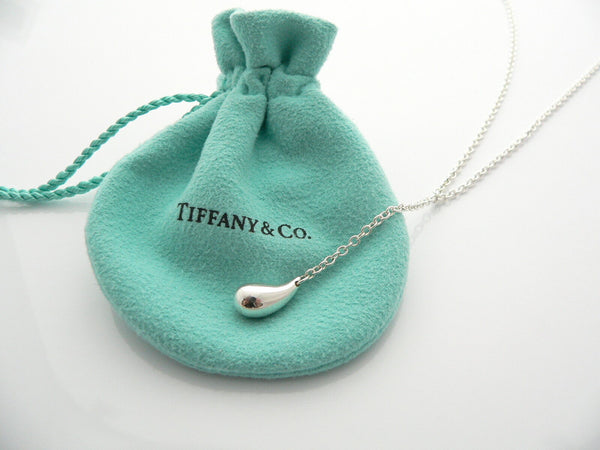 Tiffany & Co Silver Peretti Teardrop Lariat Necklace Pendant Chain Charm Gift