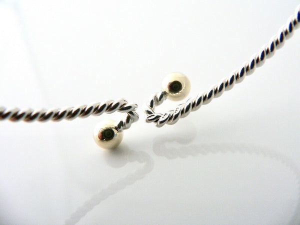 Tiffany & Co 18K Gold Silver Love Knot Bangle Hook Bracelet Twisted Rope Gift