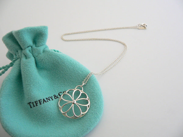 Tiffany & Co Diamond Flower Necklace Garden Lover Pendant Chain Charm Gift Pouch
