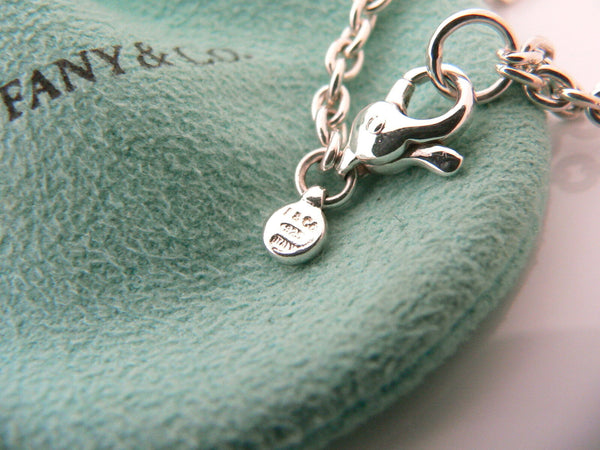 Tiffany & Co Silver Heart Dangle Dangling Bracelet Bangle 7.5 In Gift Pouch Love
