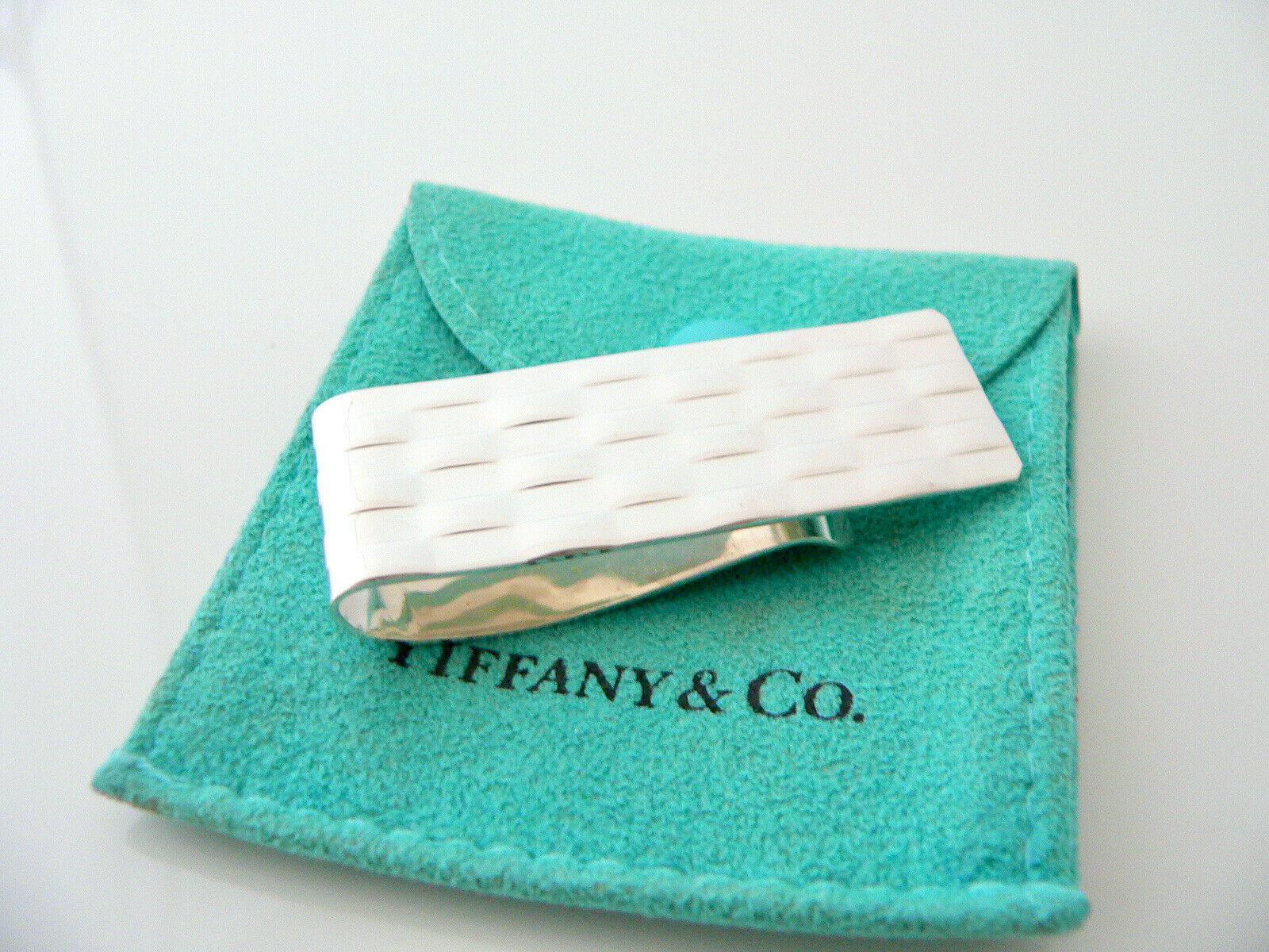 Tiffany & Co Weave Money Clip Holder Silver Man Gift Pouch Love Cool Classic Art