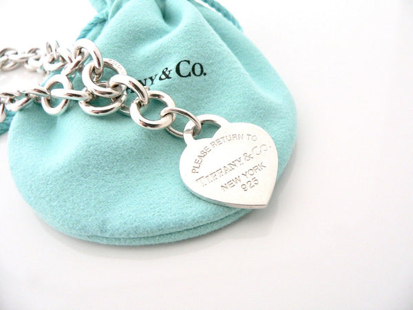 Tiffany & Co Blue Enamel Heart Bracelet Silver Bangle Charm Clasp Gift Pouch Art