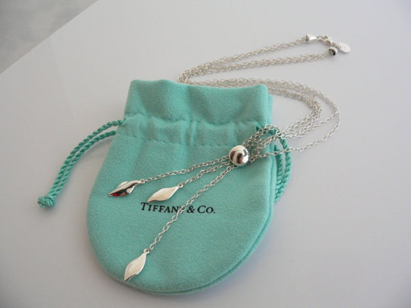 Tiffany & Co Leaf Dangle Necklace Pendant Chain Nature Lover Gift Pouch T and Co