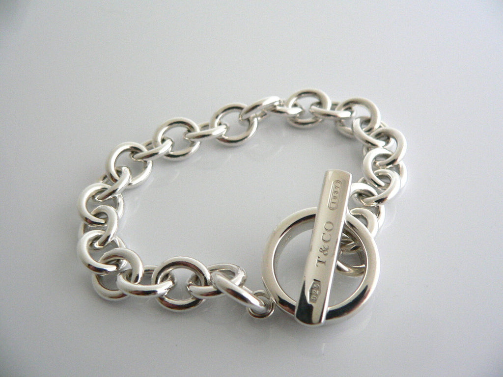 Tiffany & Co Silver 1837 Toggle Bracelet Bangle 8 Inch Chain Gift Love  Statement