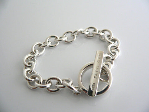Tiffany & Co Silver 1837 Toggle Bracelet Bangle 8 Inch Chain Gift Love Statement