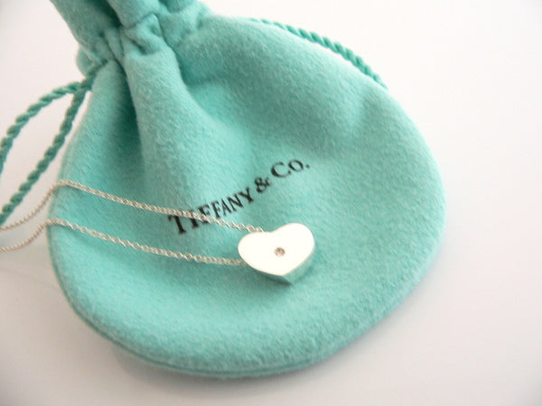 Tiffany & Co Diamond Heart Necklace Silver Pendant Charm Chain Love Gift Pouch