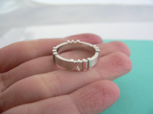 Tiffany & Co Silver Atlas Ring Band Sz 6 Mint Etched Gift Love Roman Numeral