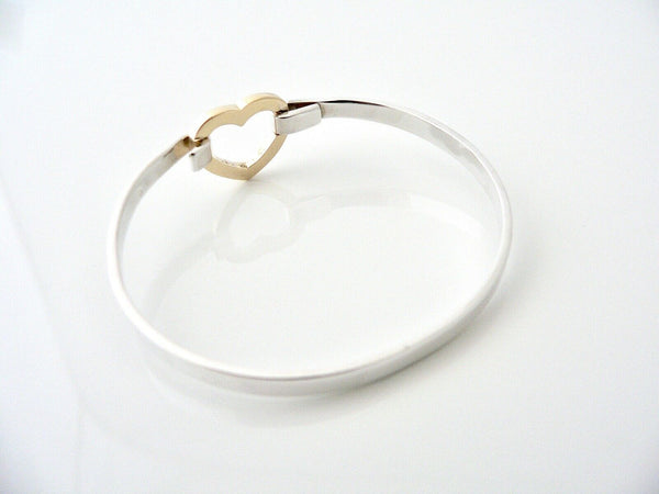 Tiffany & Co Heart Bangle Silver 18K Gold Hook Bracelet Gift Love Classic Art