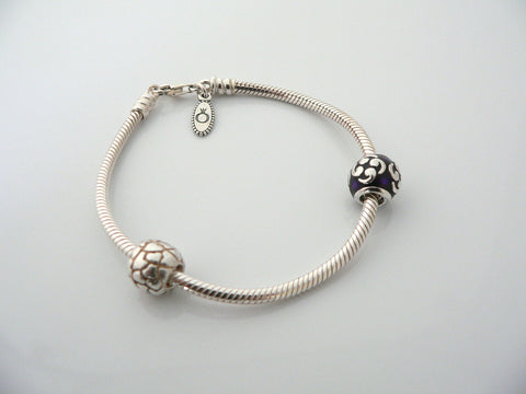 Pandora Sterling Silver Purple Zen Hearts Charm Bead Bracelet Bangle Chain