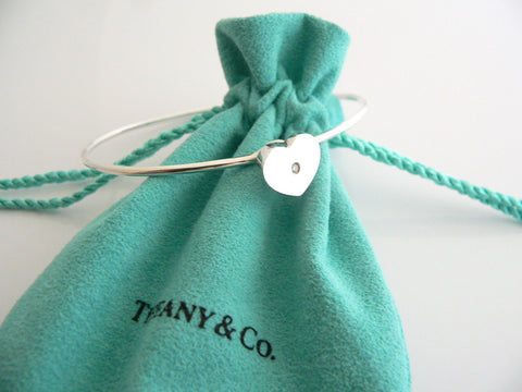 Tiffany Co Diamond Bangle Silver Modern Heart Bracelet Gift Love Pouch T and Co
