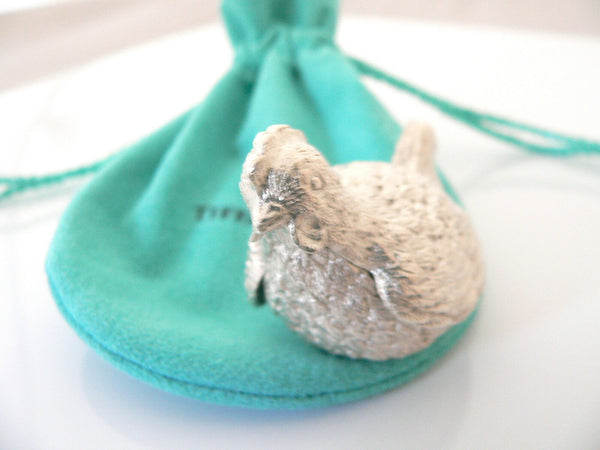 Tiffany & Co Silver  Chicken Pet Pill Box Case Container Rare Gift Pouch