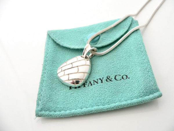 Tiffany & Co Silver Charm Necklace Crocodile Triangle Snake Chain Animal Silver Gift Pouch 18 Inch Long Chain