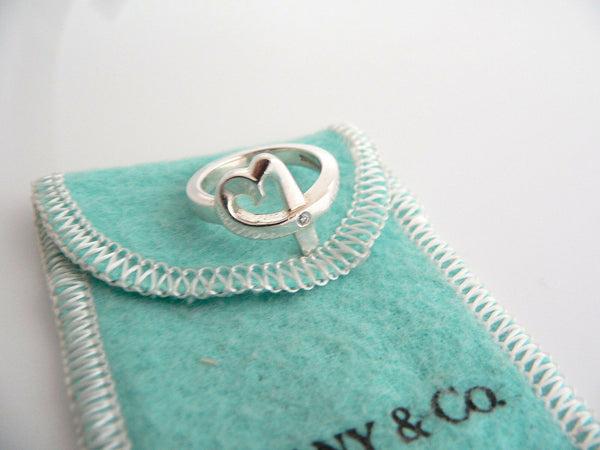 Tiffany & Co Silver Picasso Diamond Loving Heart Ring Band Sz 6 Gift Pouch Love