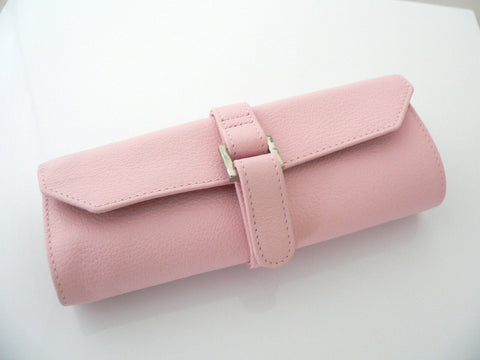 Tiffany & Co Travel Case Jewelry Roll Pink Leather Purse Handbag Bag Gift Pouch