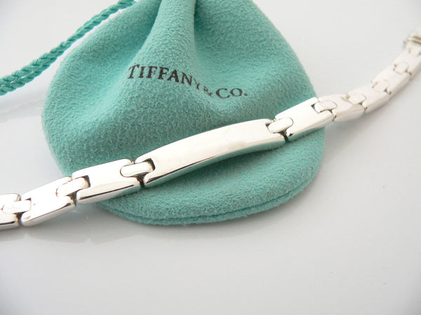 Tiffany & Co Silver Rectangle ID Link Bracelet Bangle Gift Pouch Personalize