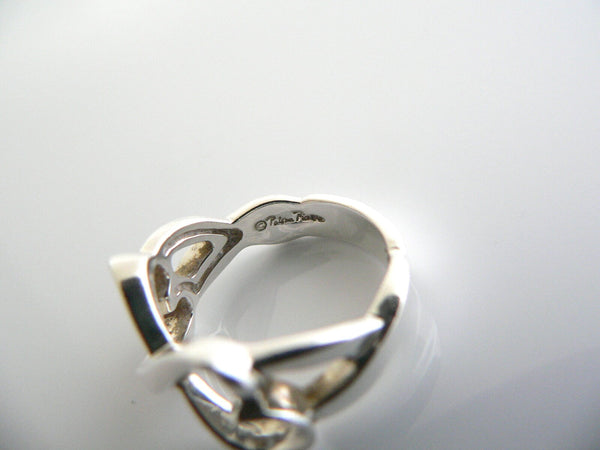 Tiffany & Co Silver Loving Heart Ring Band Sz 7 Double Infinity Gift Love