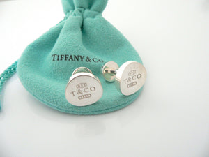 Tiffany & Co Silver 1837 Concave Circle Round Cuff Links Cufflinks Gift Pouch