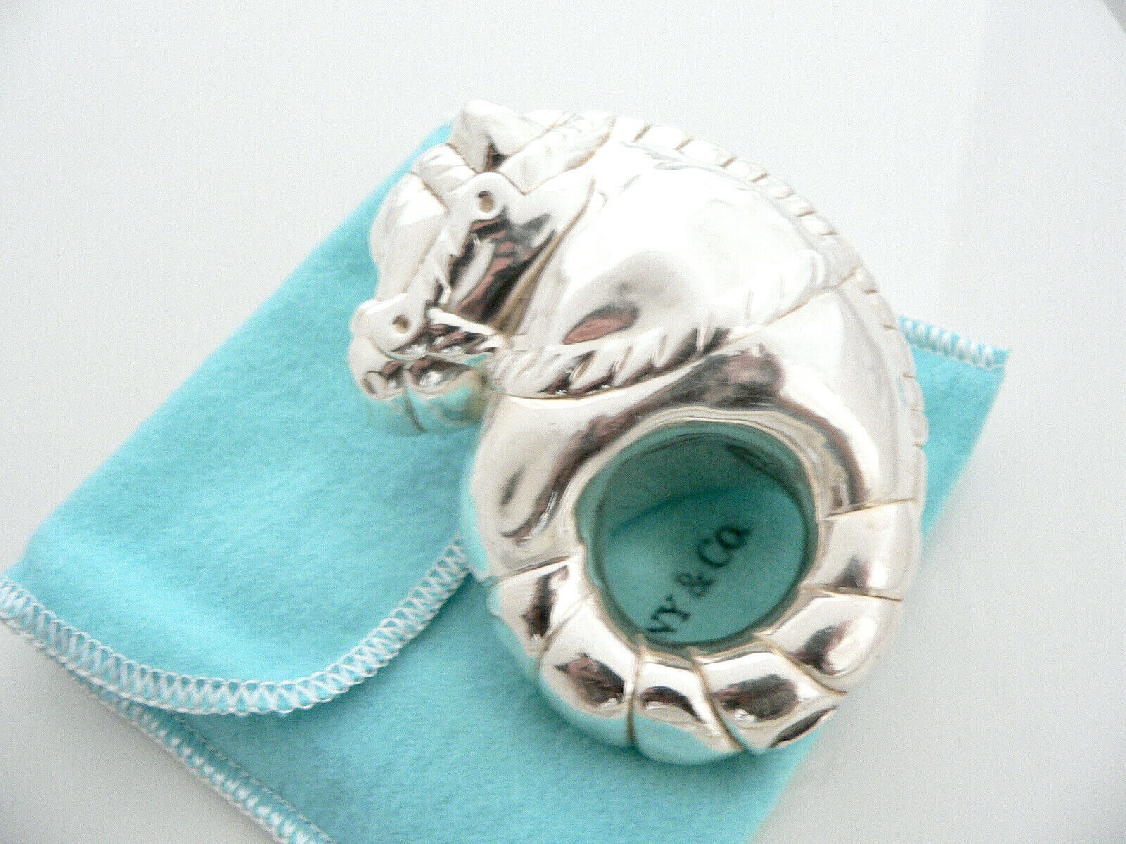 Tiffany & Co Silver Nature Horse Baby Rattle Teether Rare Heirloom Gift Pouch