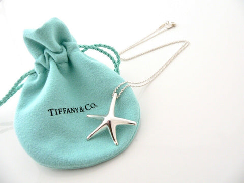 Tiffany & Co Starfish Necklace Large Chain Silver Rare Pouch Gift Ocean Sea Love