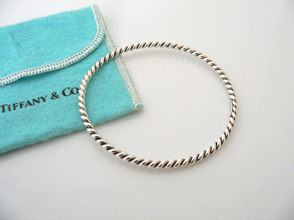 Tiffany & Co Silver Twist Twirl Swirl Bangle Bracelet Gift Pouch Love Statement