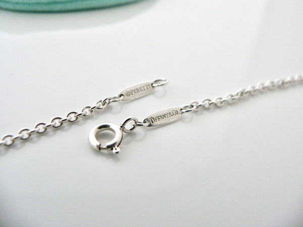 Tiffany & Co Silver Peretti Open Heart Pearl Lariat Necklace Pendant Chain Gift