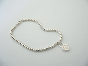 Tiffany & Co Return to Heart Padlock Mini Ball Bead Bracelet 7.2 Inch Gift Love
