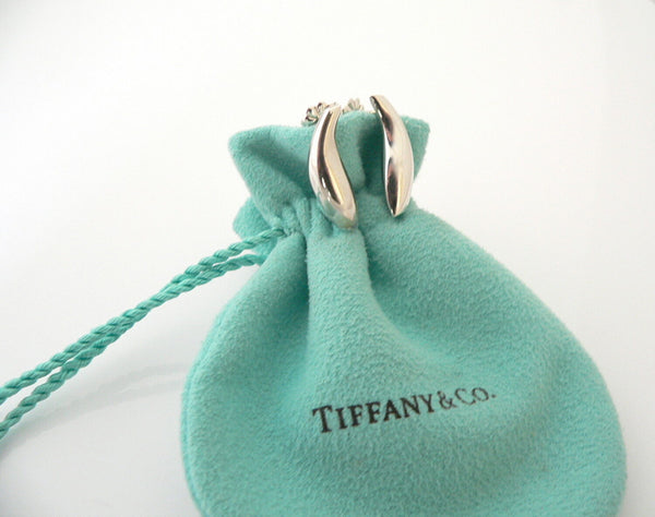 Tiffany & Co Silver Jewelry Gehry Nature Fish Earrings Studs Gift Pouch Love