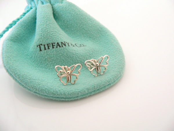 Tiffany & Co Butterfly Earrings Studs Nature Lover Garden Stencil Silver Gift