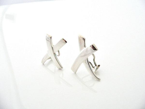 Tiffany & Co Picasso Kiss Earrings X Clip Omega Backs Silver Love Gift Classic