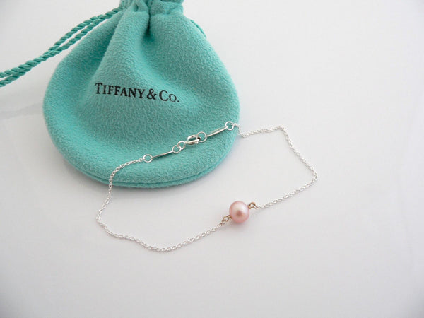 Tiffany & Co Silver Peretti Pink Pearl by the Yard Bracelet Bangle Gift Pouch