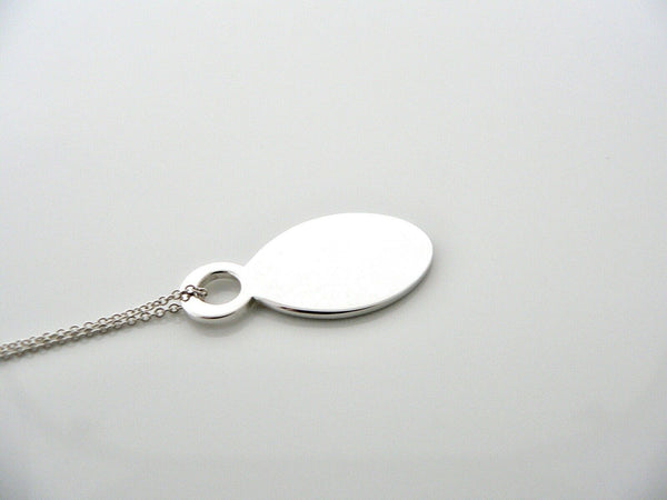Tiffany & Co Return Oval Tag Necklace Charm Pendant Chain Silver Gift Love Rare
