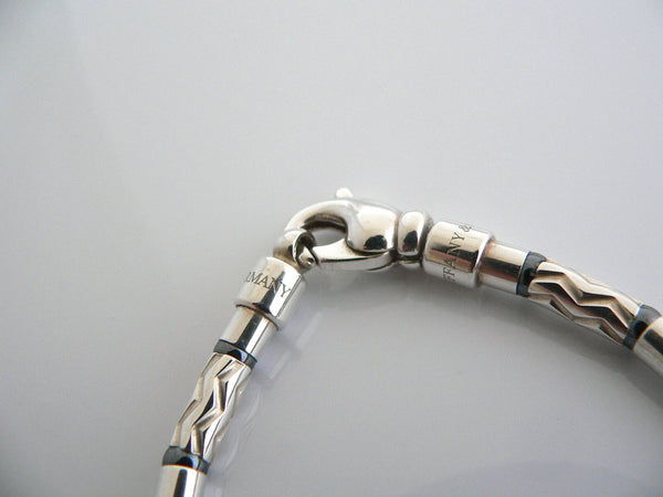 Tiffany & Co Silver Hematite Carved Bead Bracelet Bangle Rare Gift Cool Love