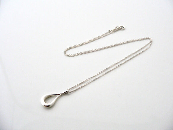 Tiffany & Co Silver Peretti Open Tear Teardrop Necklace 18 Inch Chain Gift Love