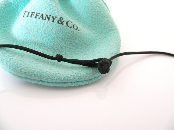 Tiffany & Co Teardrop Necklace Tear Drop Charm Pendant Black Silk Cord Silver Love Gift Art TCo