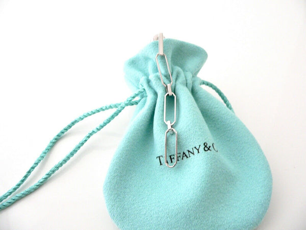 Tiffany & Co Paper Clip Dangling Earrings 18K White Gold Dangle Gift Pouch Love