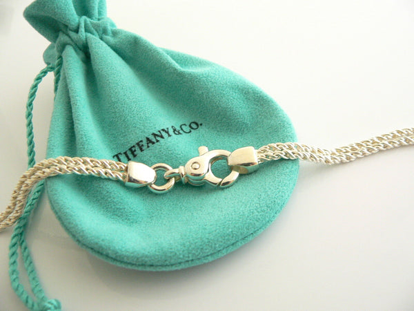 Tiffany & Co Silver 18K Gold Double Rope Sliding Puff Heart Necklace Charm Love
