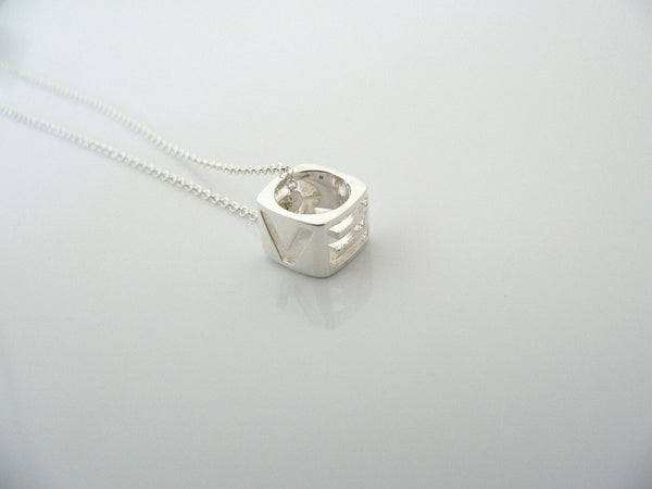 Tiffany & Co Silver LOVE Cube Necklace Pendant Charm ERA Gift